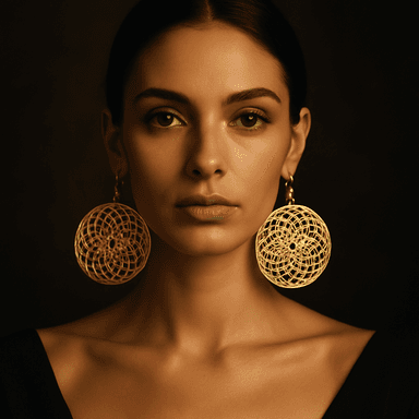 Mandala Radiance Earrings — worn