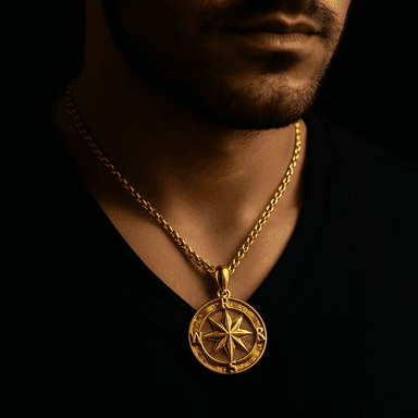 Compass Voyager Pendant — worn
