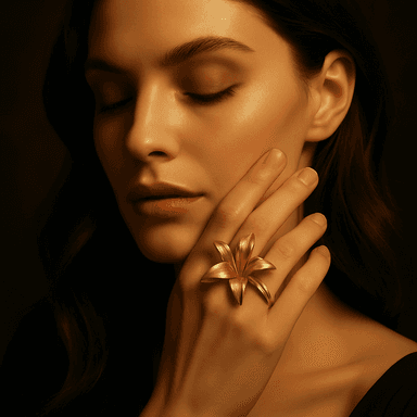Lotus Crown Ring — worn