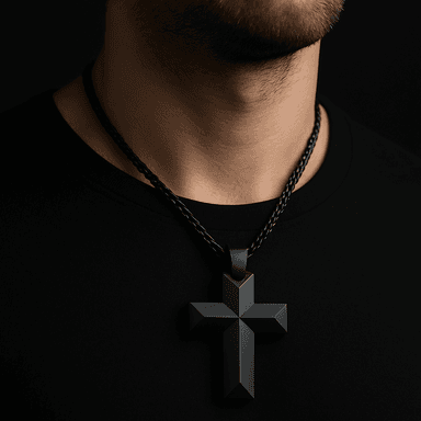 Stealth Cross Pendant — worn