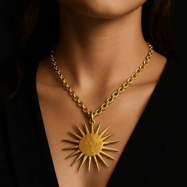Sunburst Medallion Pendant — worn