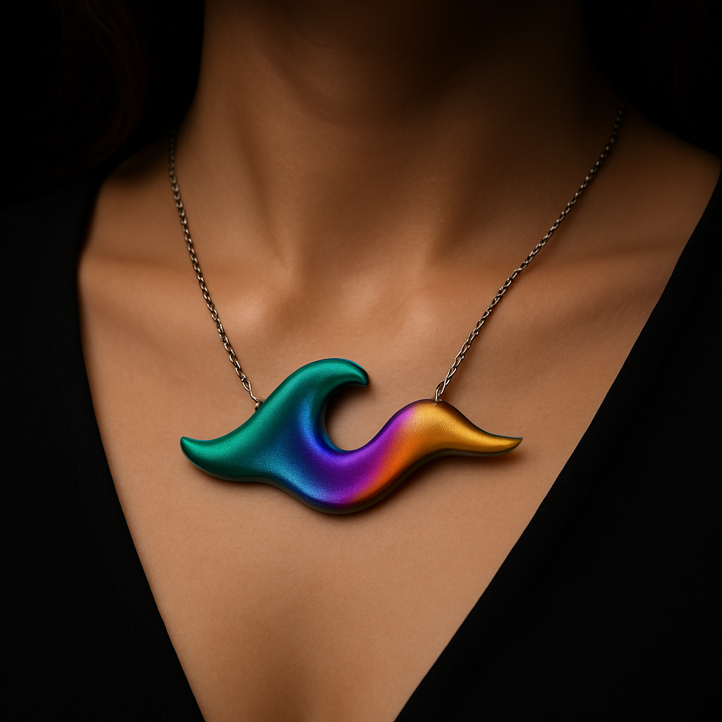 Aurora Wave Pendant — worn