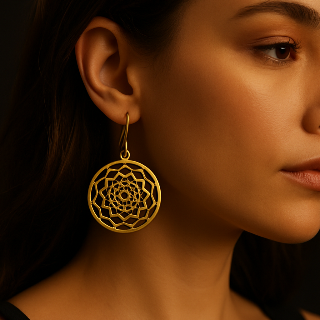 Mandala Radiance Earrings — worn