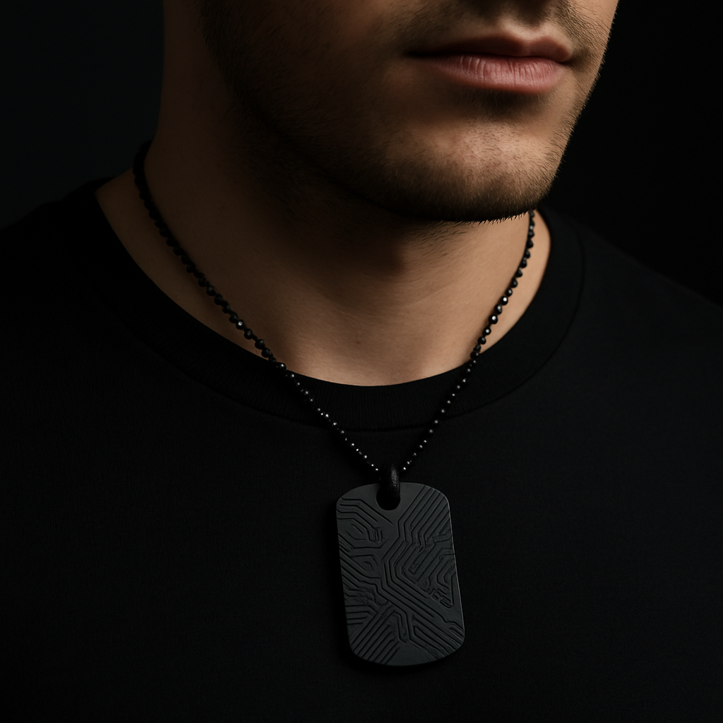 Cipher Tag Pendant — worn