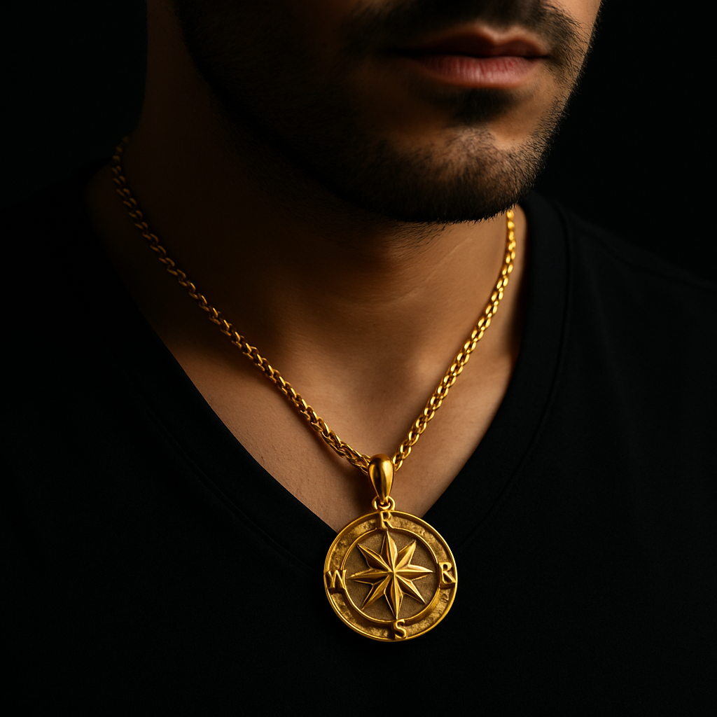 Compass Voyager Pendant — worn