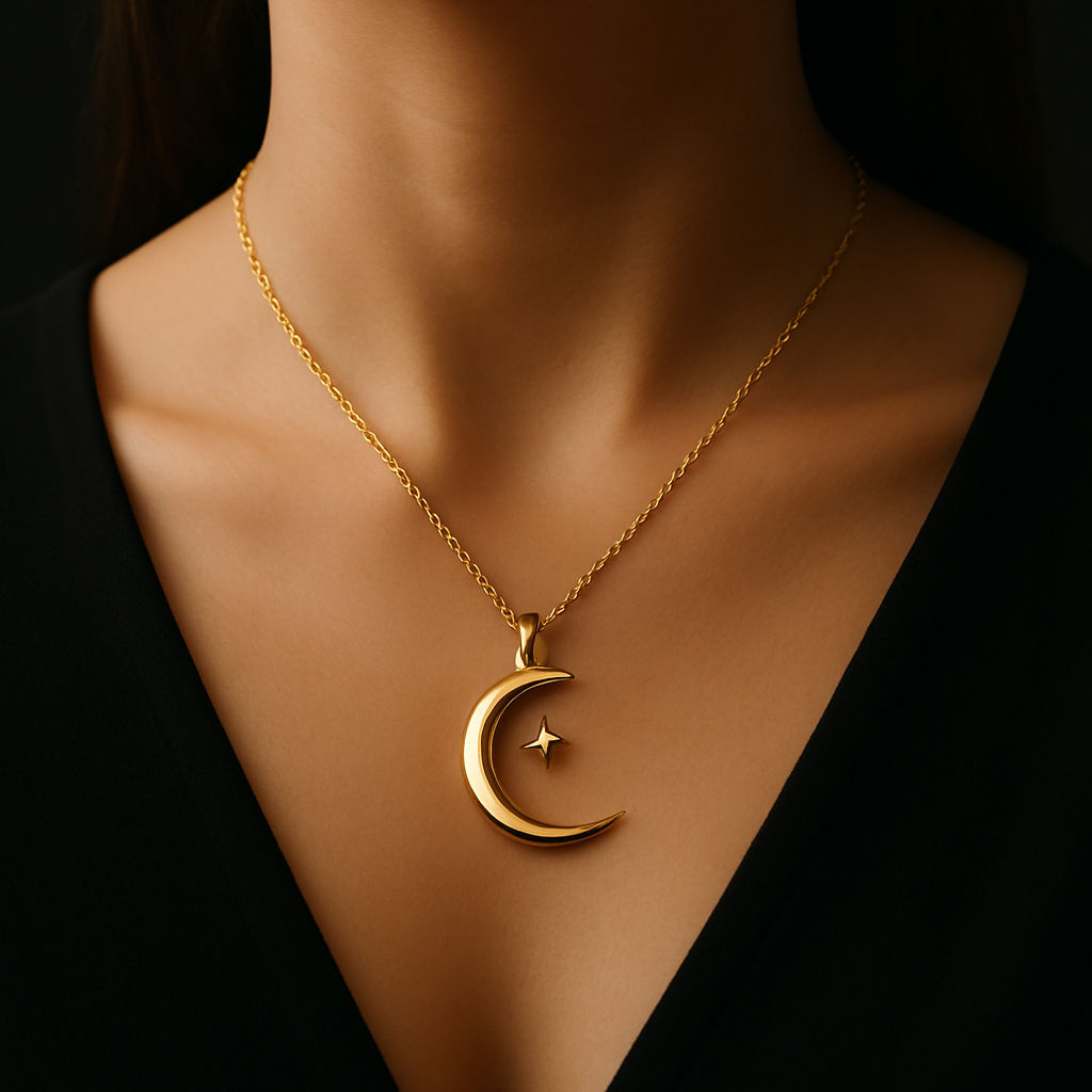 Crescent Luna Pendant — worn