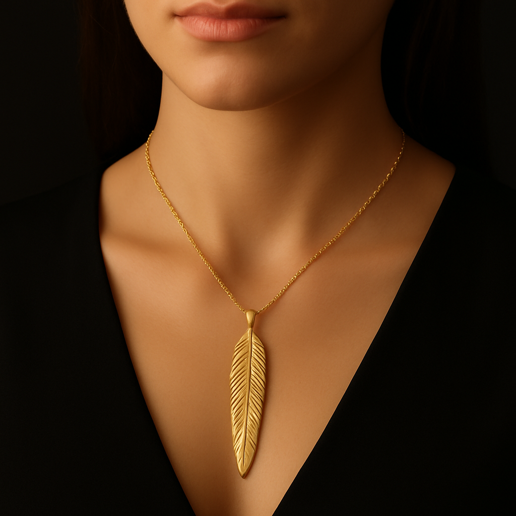 Feather Quill Pendant — worn