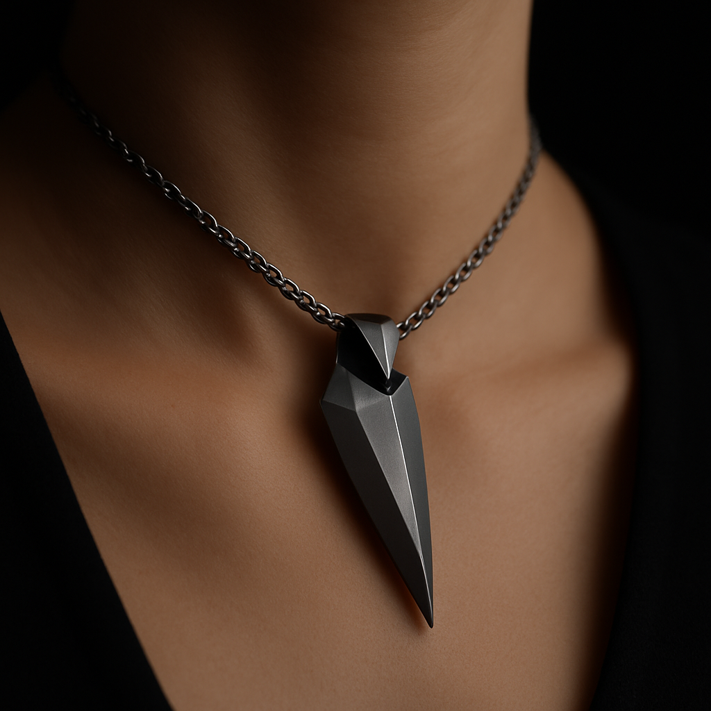Fractal Blade Pendant — worn
