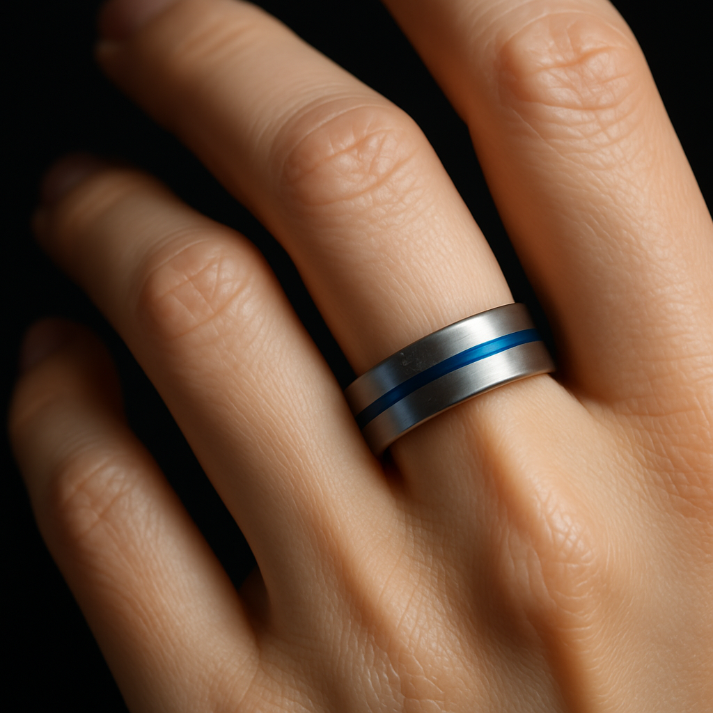 Lunar Channel Ring — worn by a woman