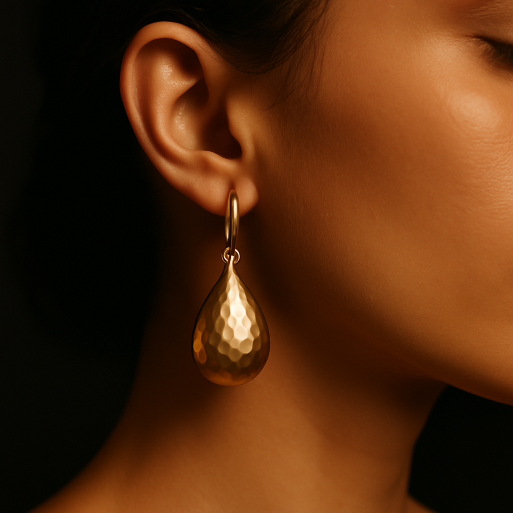 Golden Tear Earrings — worn