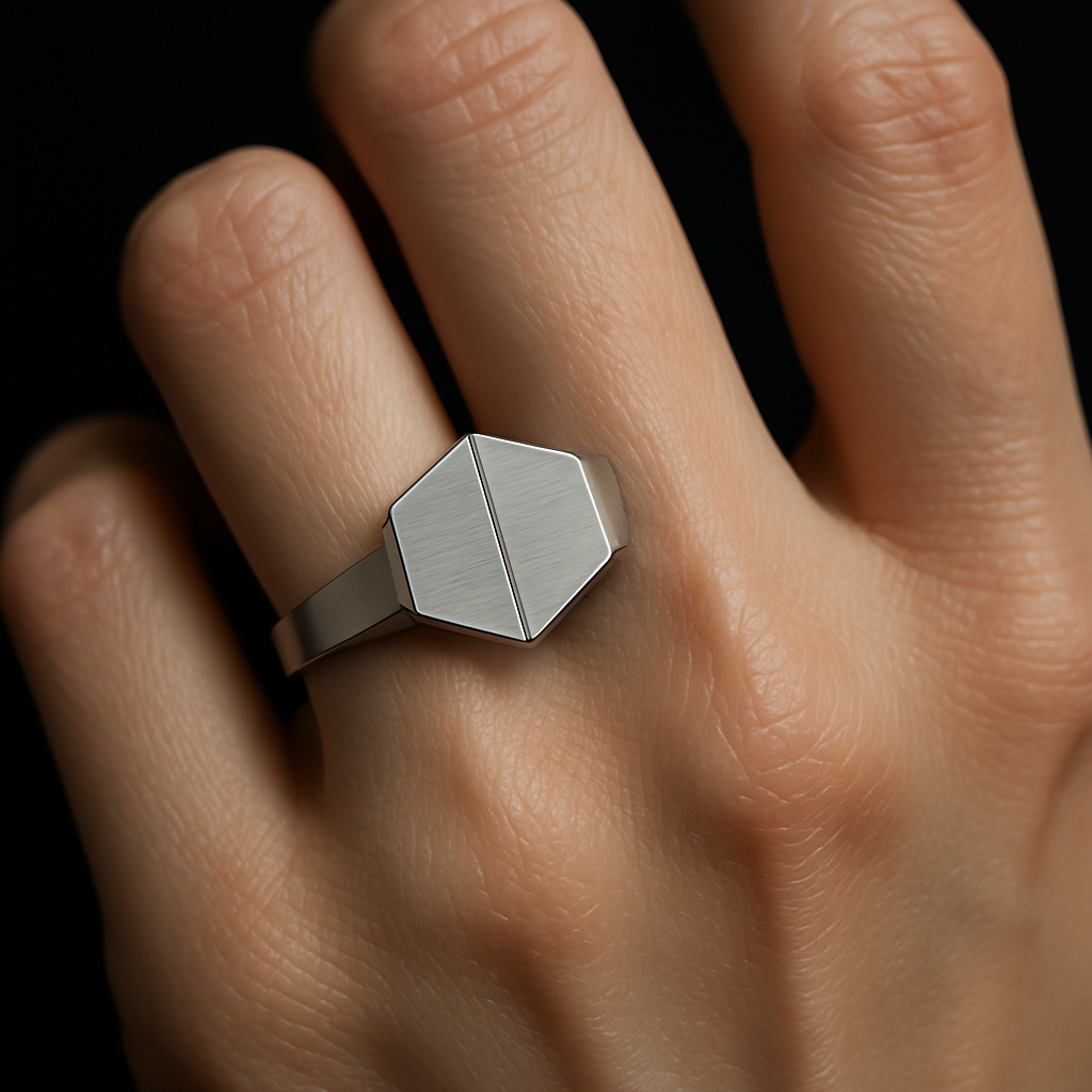 Meridian Signet Ring — worn by a woman
