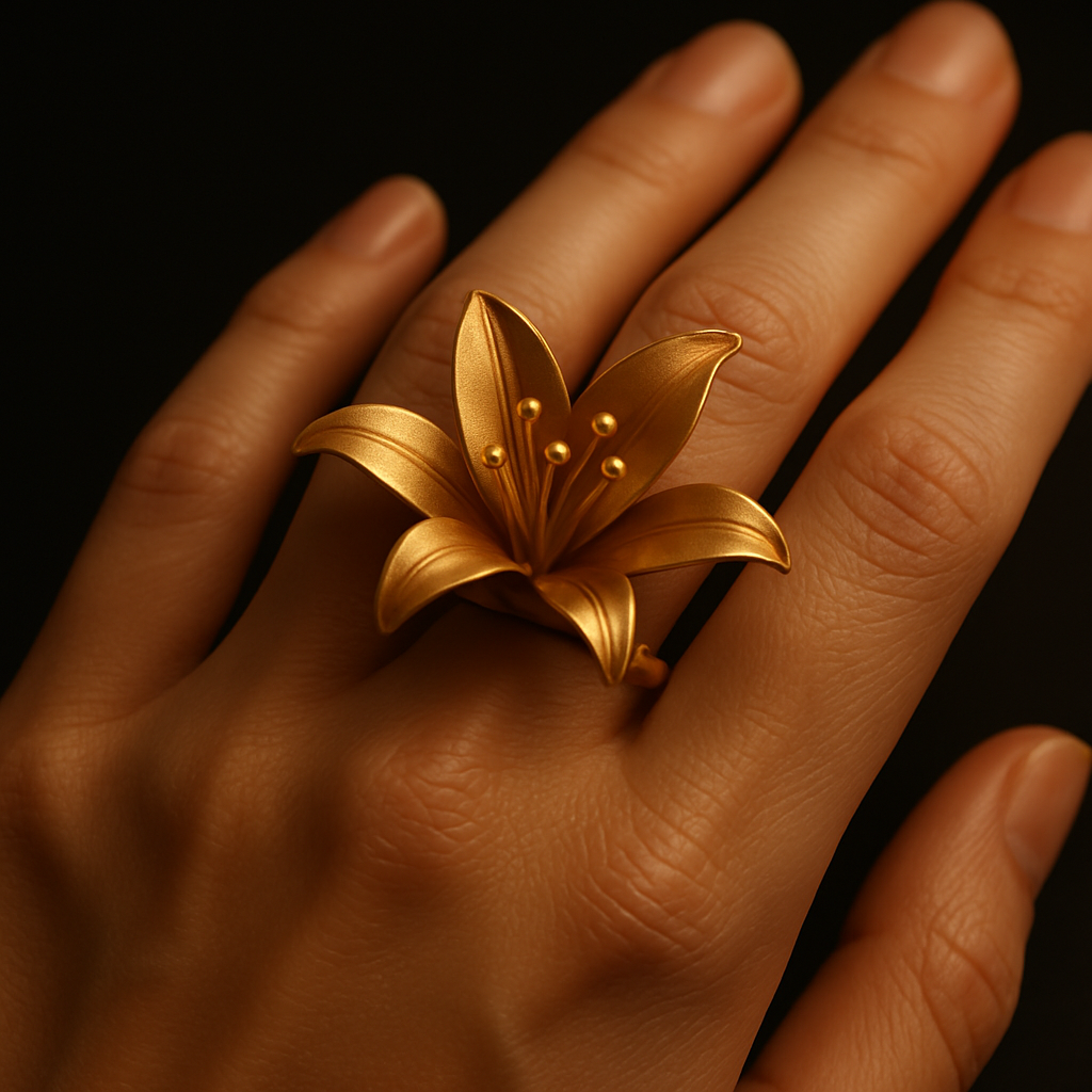 Lotus Crown Ring — worn