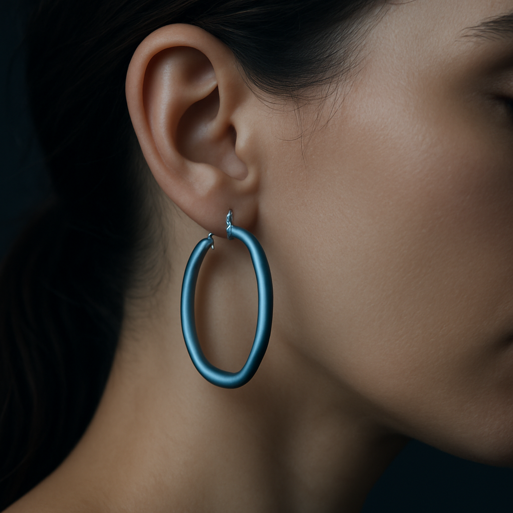 Tideform Hoop Earrings — worn by a woman