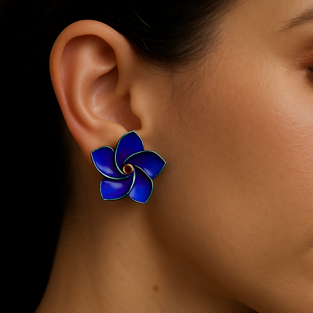 Vortex Bloom Earrings — worn by a woman